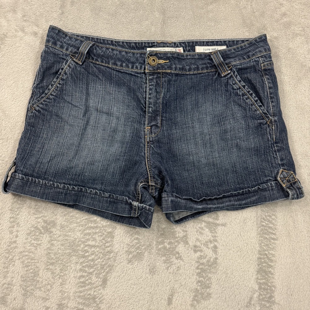 Levi Strauss Jean Shorts Womens 16 Low Rise Dark Blue Stretch Denim 4" Inseam‎